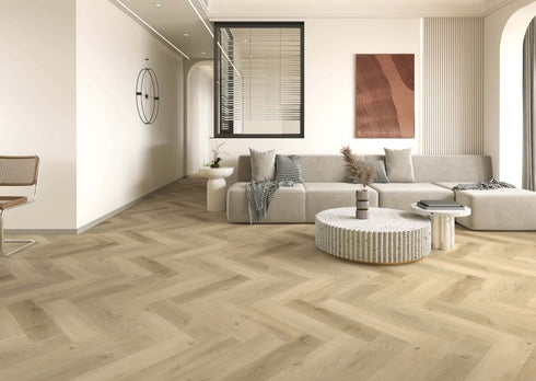 8mm Hybrid - Blonde Oak Herringbone - Stonefloor